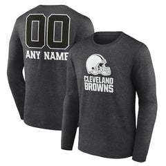 Cleveland Browns Personalized Name & Number Monochrome Long Sleeve T-Shirt - Charcoal - NFL