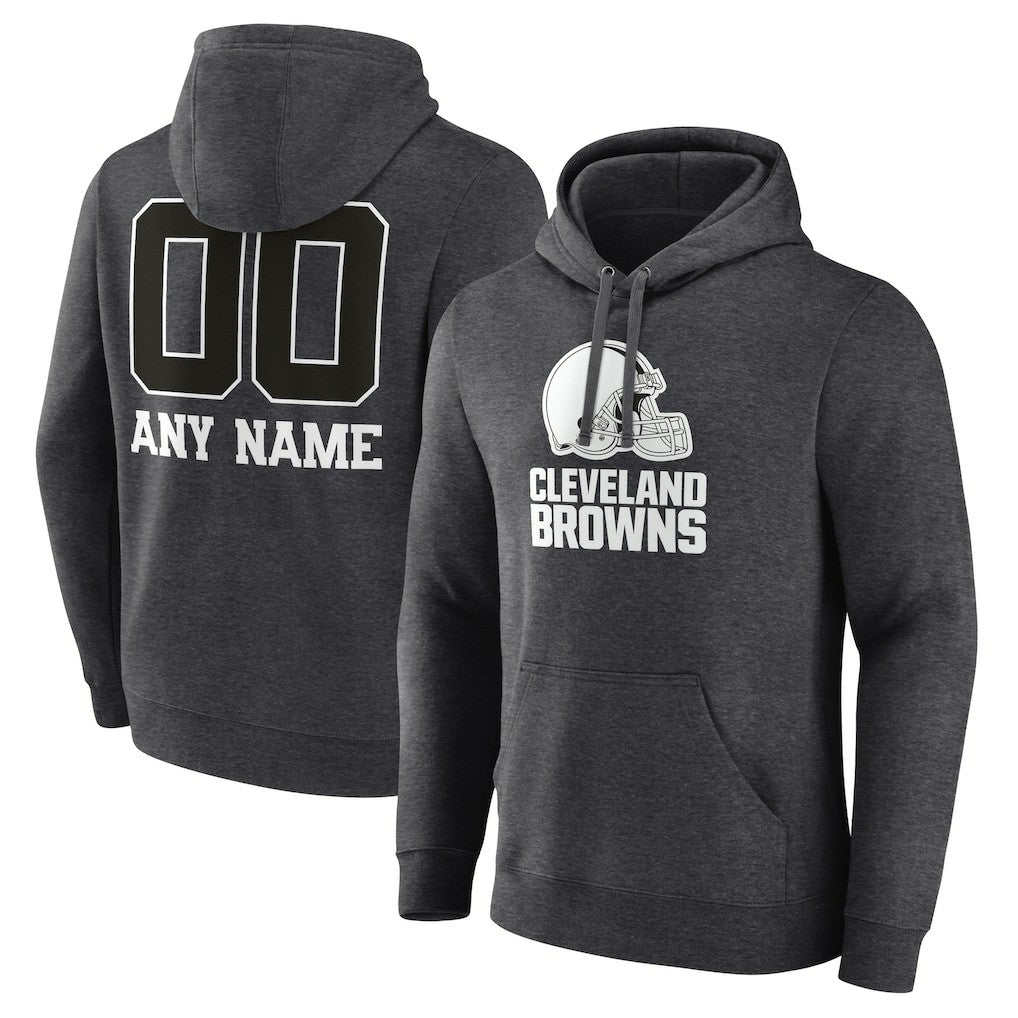 Cleveland Browns Personalized Name & Number Monochrome Pullover Hoodie - Charcoal - NFL