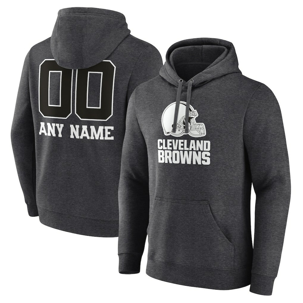 Cleveland Browns Personalized Name & Number Monochrome Pullover Hoodie - Charcoal - NFL