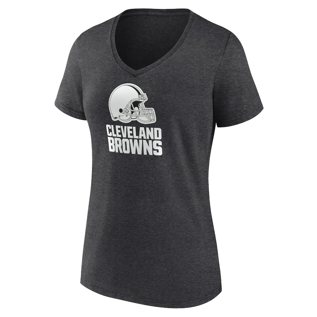 Cleveland Browns Women's Personalized Name & Number Monochrome V-Neck Long Sleeve T-Shirt - Charcoal - NFL