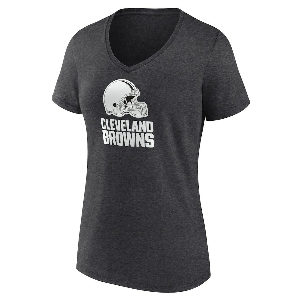 Cleveland Browns Women's Personalized Name & Number Monochrome V-Neck Long Sleeve T-Shirt - Charcoal - NFL