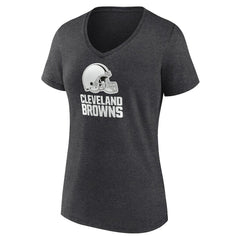 Cleveland Browns Women's Personalized Name & Number Monochrome V-Neck Long Sleeve T-Shirt - Charcoal - NFL