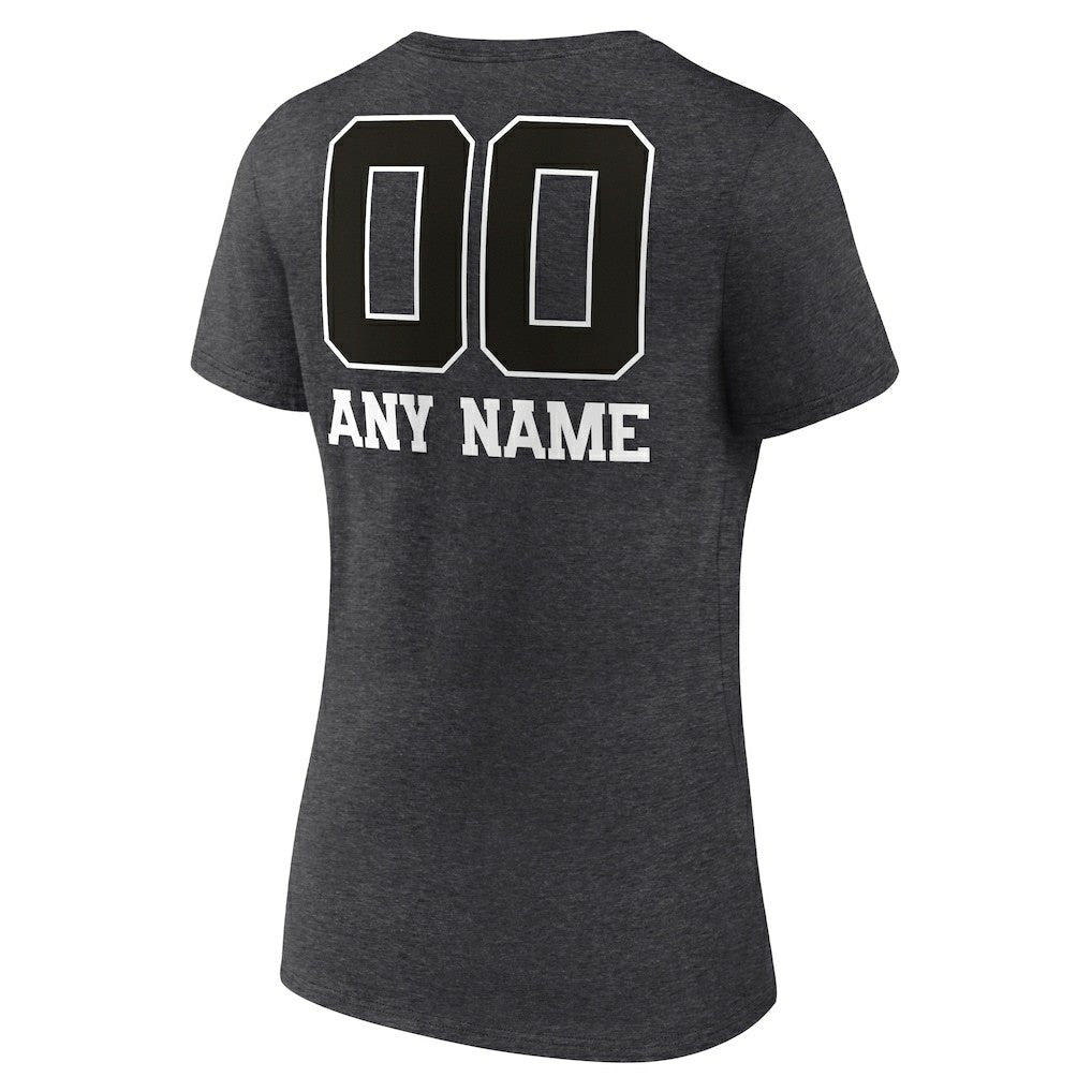 Cleveland Browns Women's Personalized Name & Number Monochrome V-Neck Long Sleeve T-Shirt - Charcoal - NFL