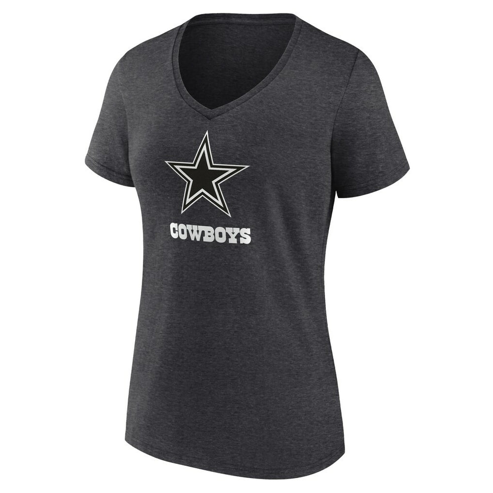 Dallas Cowboys Women's Personalized Name & Number Monochrome V-Neck Long Sleeve T-Shirt - Charcoal - NFL