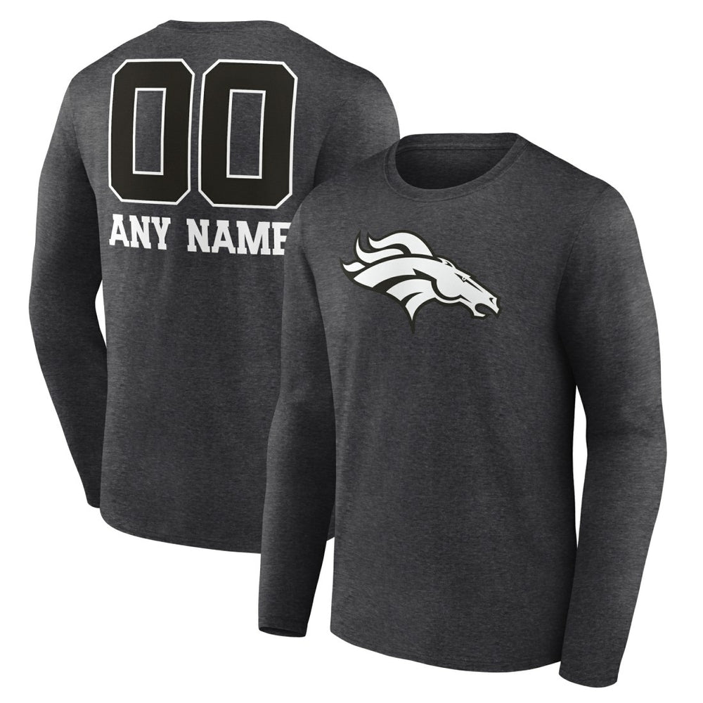 Denver Broncos Personalized Name & Number Monochrome Long Sleeve T-Shirt - Charcoal - NFL