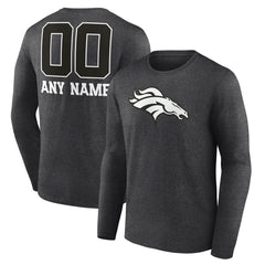 Denver Broncos Personalized Name & Number Monochrome Long Sleeve T-Shirt - Charcoal - NFL