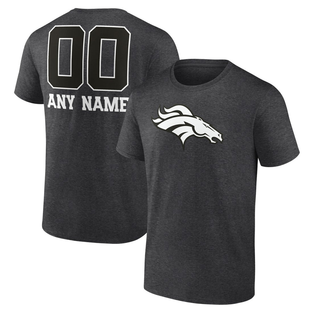 Denver Broncos Personalized Name & Number Monochrome T-Shirt - Charcoal - NFL