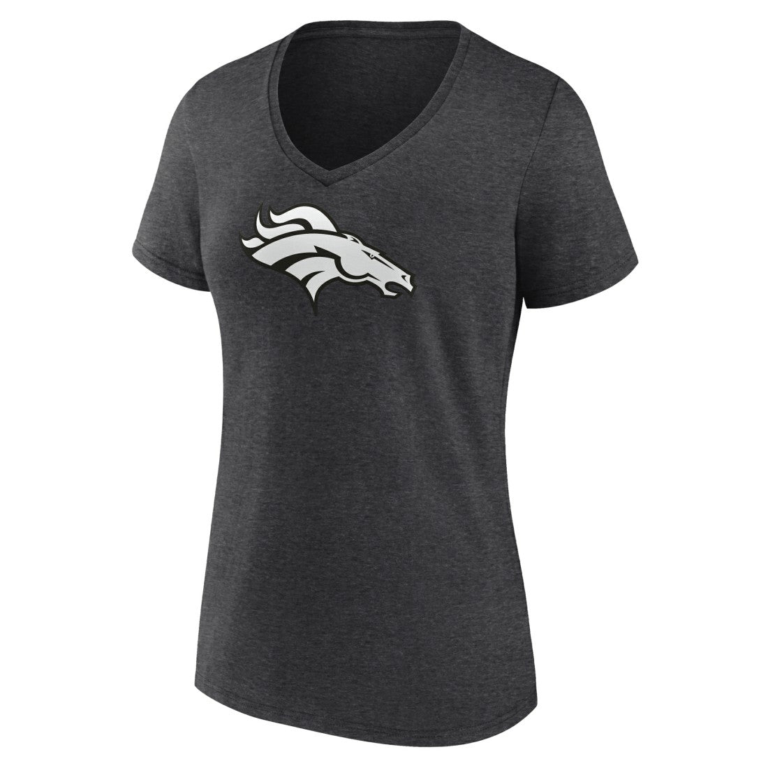 Denver Broncos Women's Personalized Name & Number Monochrome V-Neck Long Sleeve T-Shirt - Charcoal - NFL