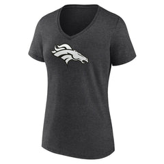 Denver Broncos Women's Personalized Name & Number Monochrome V-Neck Long Sleeve T-Shirt - Charcoal - NFL