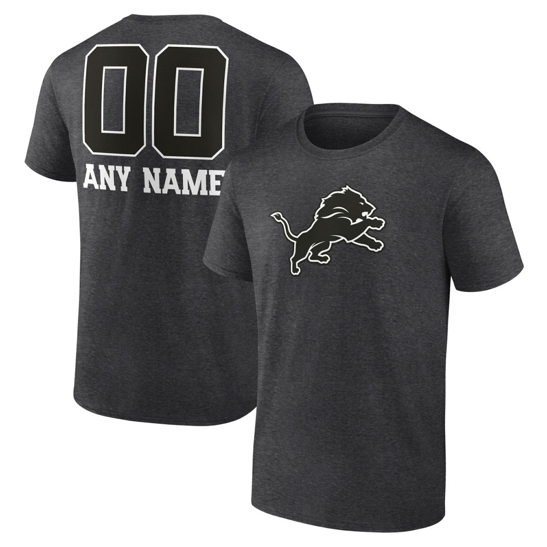 Detroit Lions Personalized Name & Number Monochrome T-Shirt - Charcoal - NFL