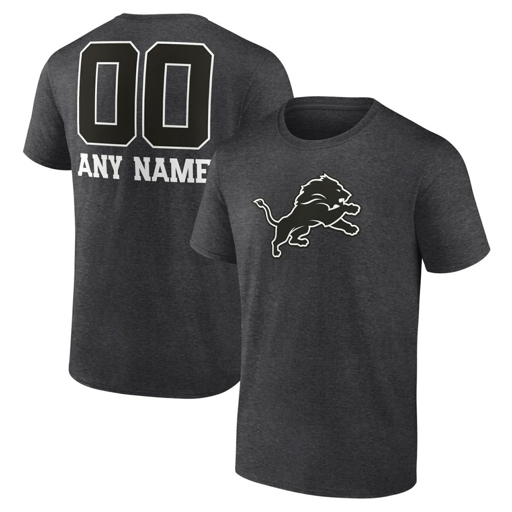 Detroit Lions Personalized Name & Number Monochrome T-Shirt - Charcoal - NFL