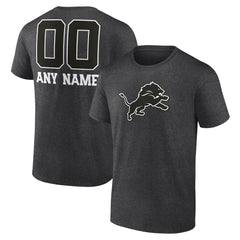 Detroit Lions Personalized Name & Number Monochrome T-Shirt - Charcoal - NFL