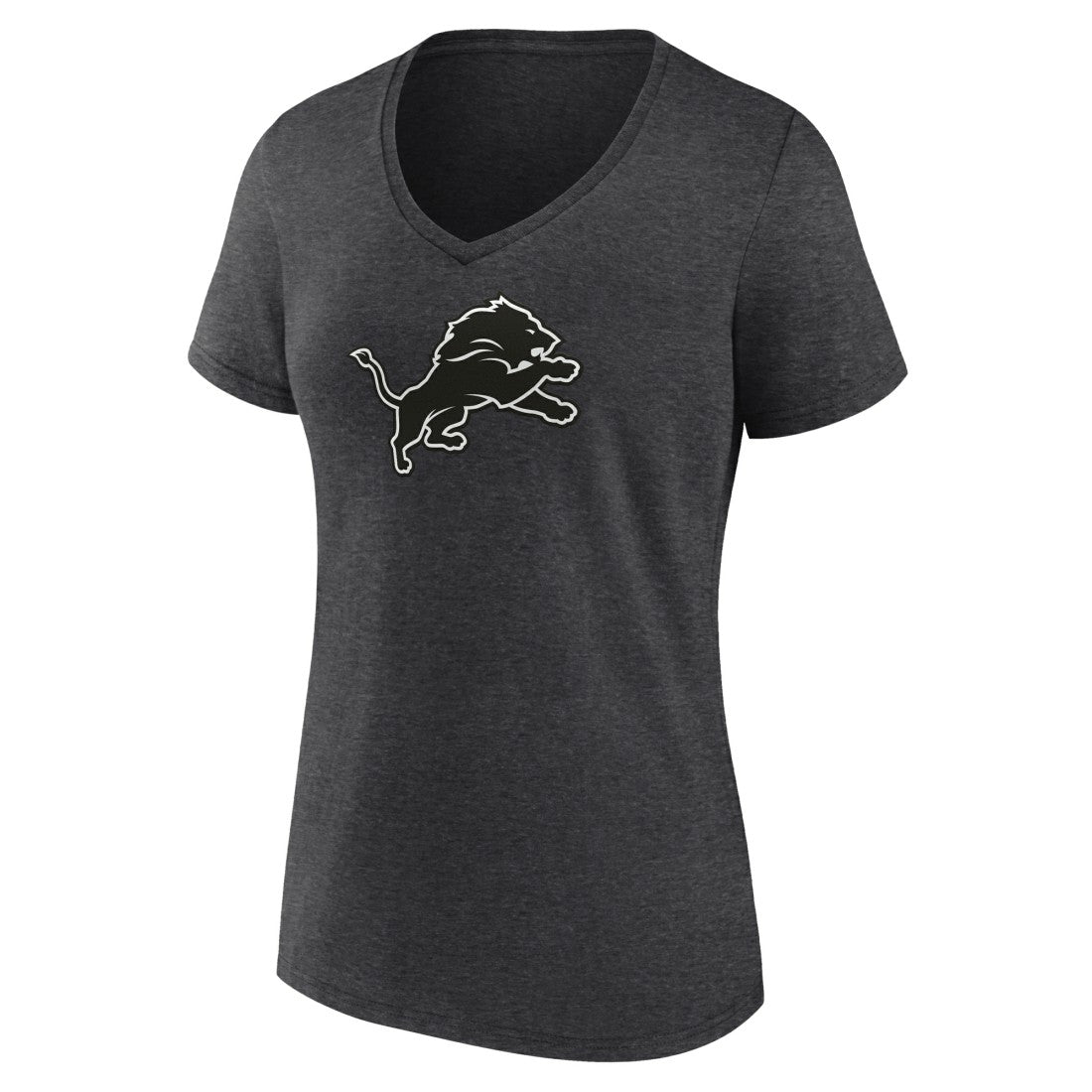 Detroit Lions Women's Personalized Name & Number Monochrome V-Neck Long Sleeve T-Shirt - Charcoal - NFL