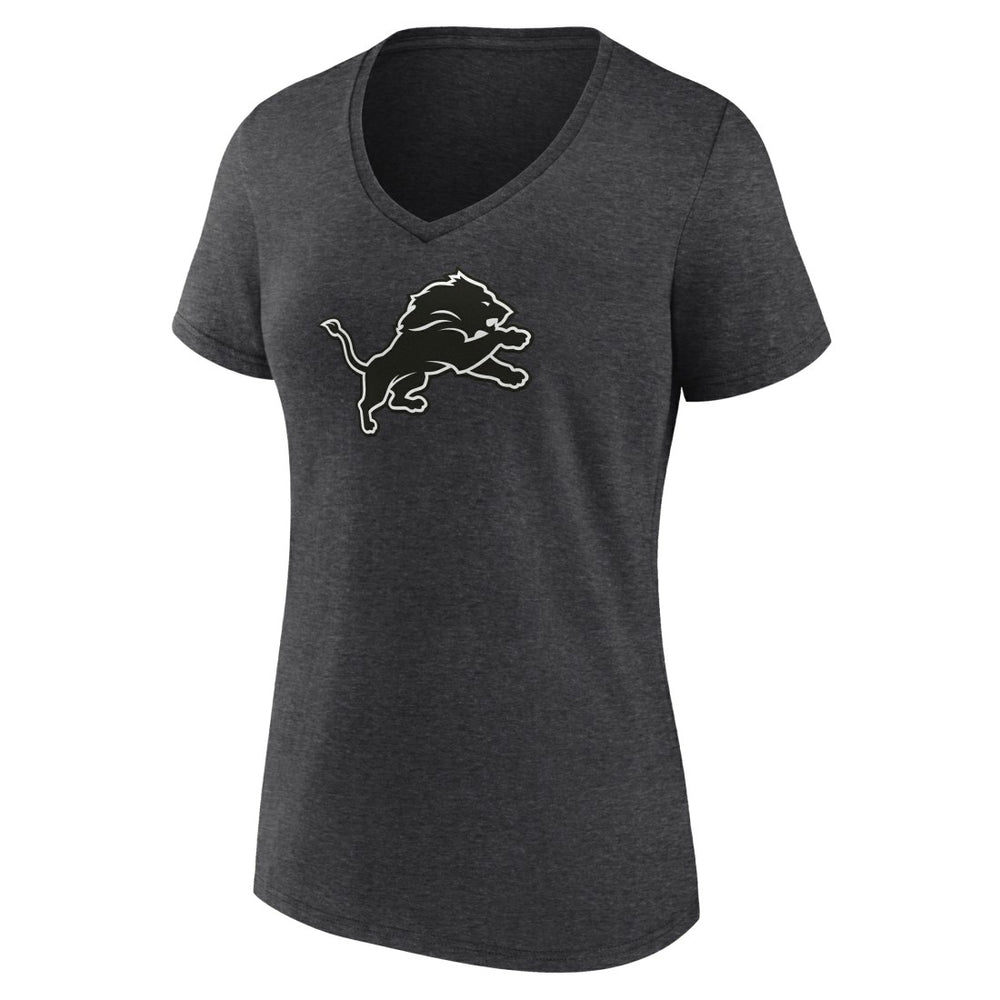 Detroit Lions Women's Personalized Name & Number Monochrome V-Neck Long Sleeve T-Shirt - Charcoal - NFL