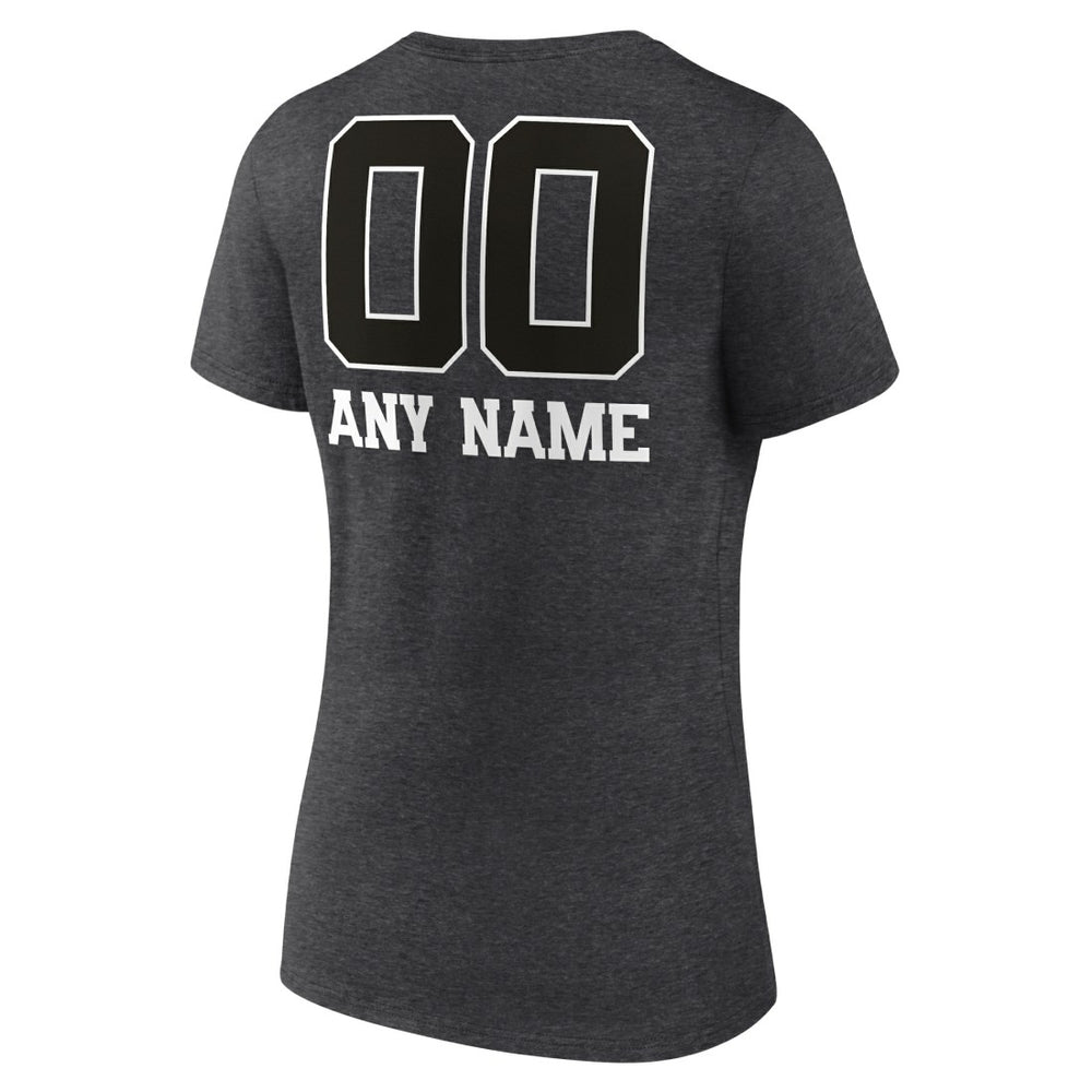 Detroit Lions Women's Personalized Name & Number Monochrome V-Neck Long Sleeve T-Shirt - Charcoal - NFL