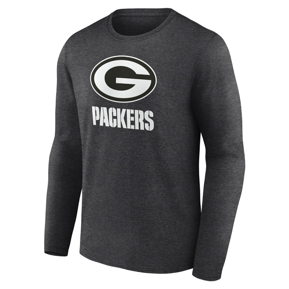 Green Bay Packers Personalized Name & Number Monochrome Long Sleeve T-Shirt - Charcoal - NFL