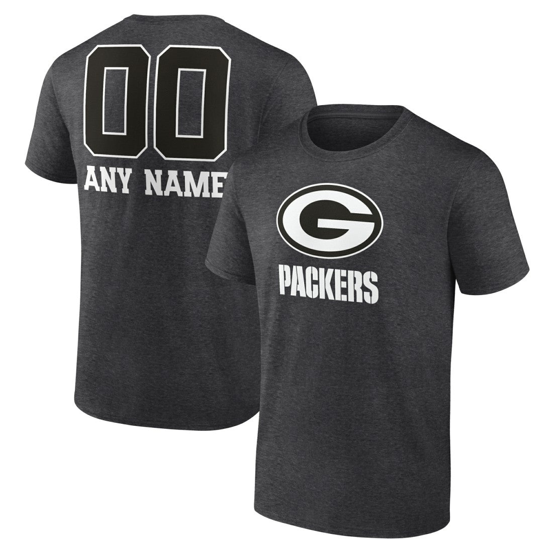 Green Bay Packers Personalized Name & Number Monochrome T-Shirt - Charcoal - NFL