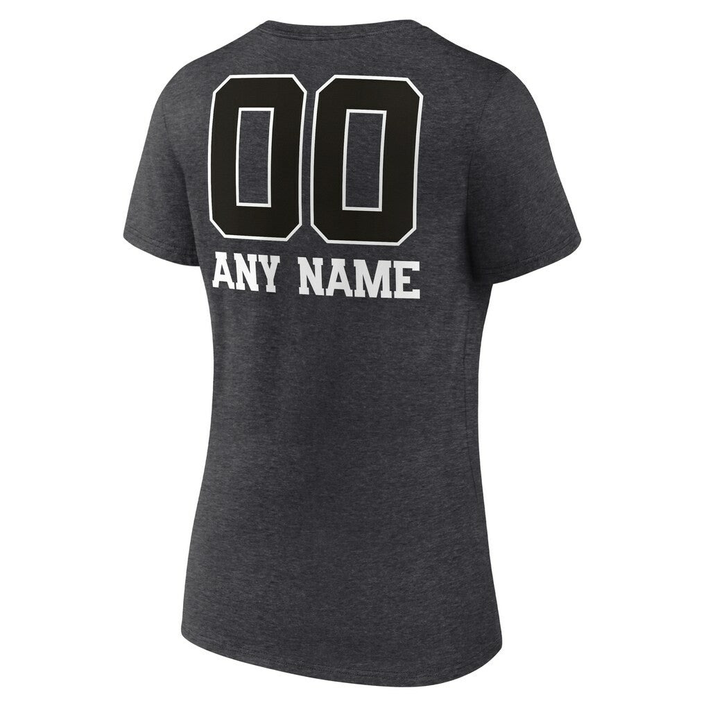 Green Bay Packers Women's Personalized Name & Number Monochrome V-Neck Long Sleeve T-Shirt - Charcoal - NFL