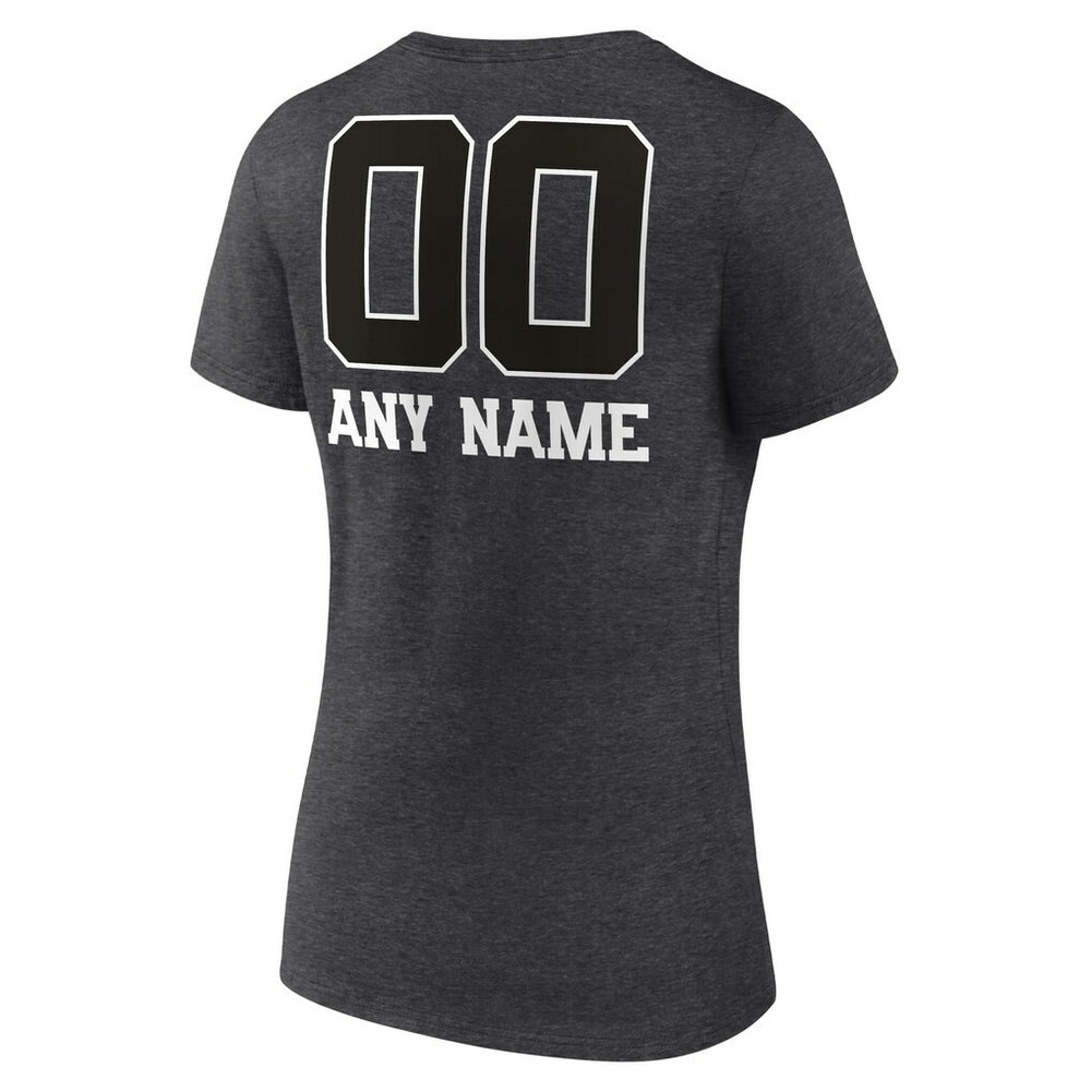 Green Bay Packers Women's Personalized Name & Number Monochrome V-Neck Long Sleeve T-Shirt - Charcoal - NFL