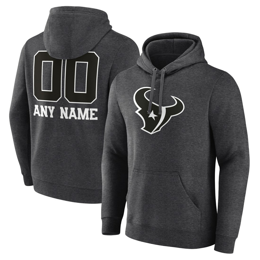 Houston Texans Personalized Name & Number Monochrome Pullover Hoodie - Charcoal - NFL