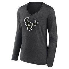 Houston Texans Women's Personalized Name & Number Monochrome V-neck T-Shirt - Charcoal - NFL