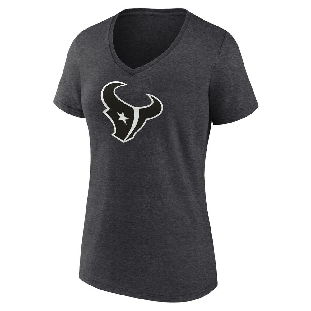 Houston Texans Women's Personalized Name & Number Monochrome V-Neck Long Sleeve T-Shirt - Charcoal - NFL
