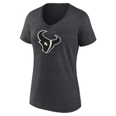 Houston Texans Women's Personalized Name & Number Monochrome V-Neck Long Sleeve T-Shirt - Charcoal - NFL