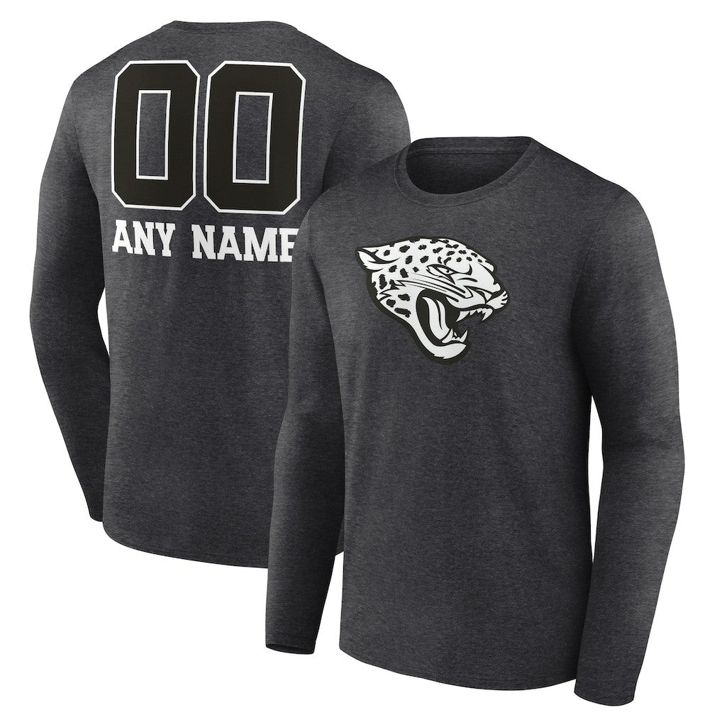 Jacksonville Jaguars Personalized Name & Number Monochrome Long Sleeve T-Shirt - Charcoal - NFL