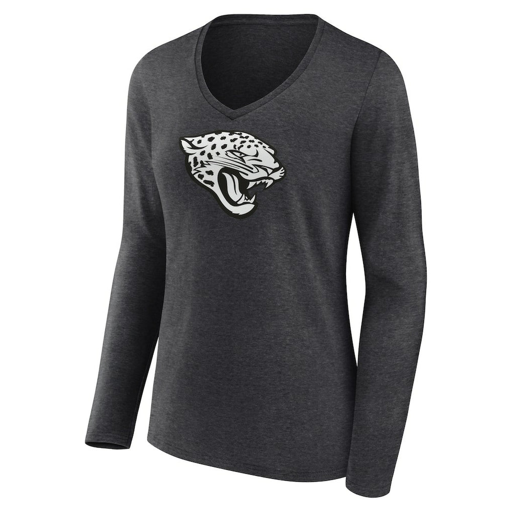 Jacksonville Jaguars Women's Personalized Name & Number Monochrome V-neck T-Shirt - Charcoal - NFL