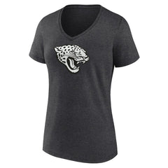 Jacksonville Jaguars Women's Personalized Name & Number Monochrome V-Neck Long Sleeve T-Shirt - Charcoal - NFL