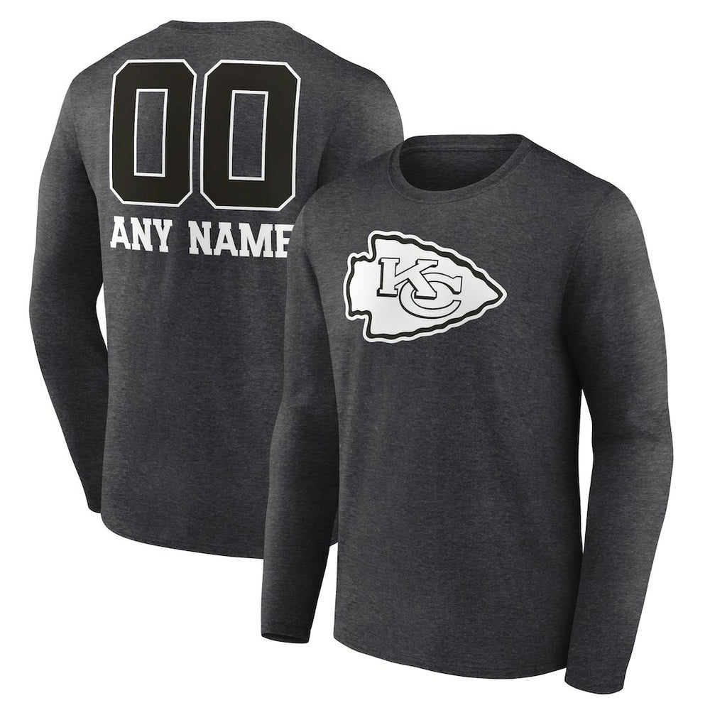 Kansas City Chiefs Personalized Name & Number Monochrome Long Sleeve T-Shirt - Charcoal - NFL