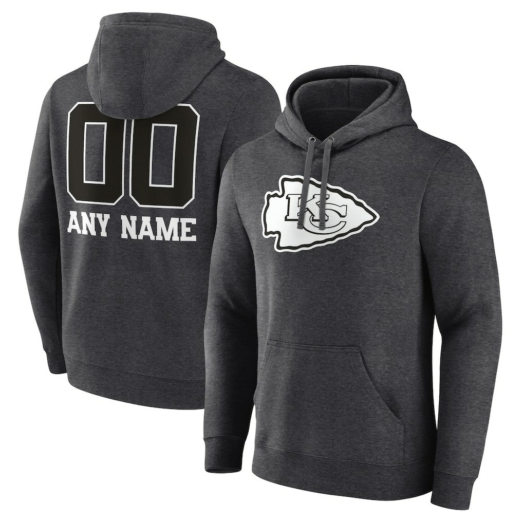 Kansas City Chiefs Personalized Name & Number Monochrome Pullover Hoodie - Charcoal - NFL