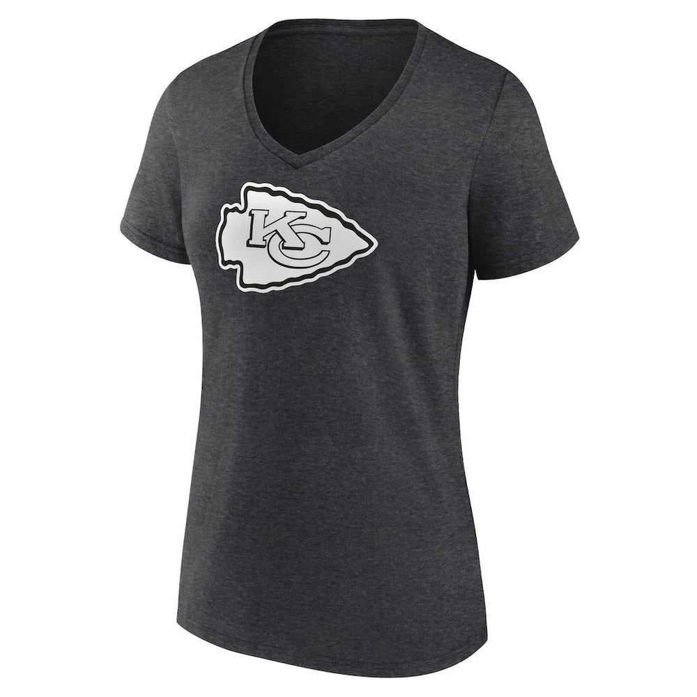 Kansas City Chiefs Women's Personalized Name & Number Monochrome V-Neck Long Sleeve T-Shirt - Charcoal - NFL