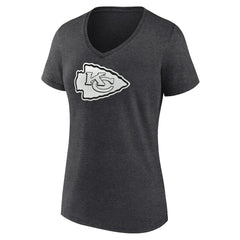 Kansas City Chiefs Women's Personalized Name & Number Monochrome V-Neck Long Sleeve T-Shirt - Charcoal - NFL