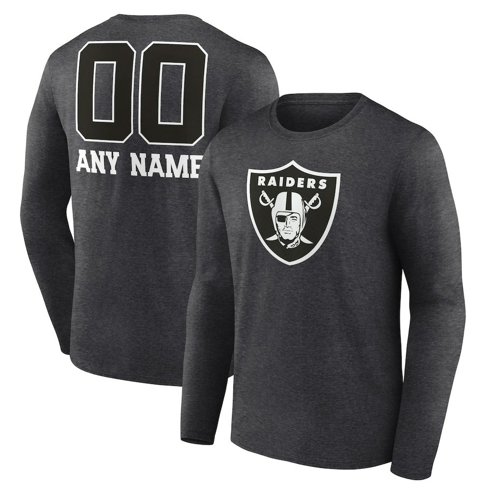 Las Vegas Raiders Personalized Name & Number Monochrome Long Sleeve T-Shirt - Charcoal - NFL