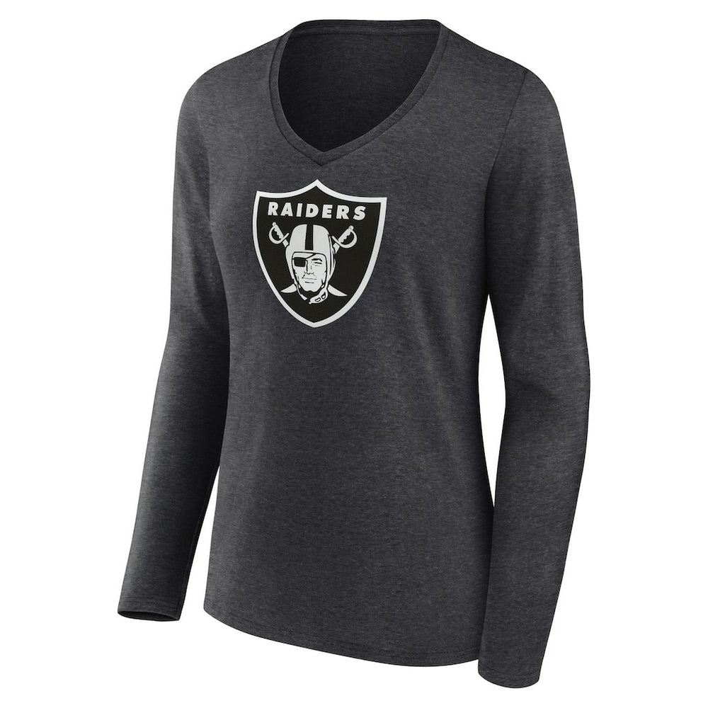 Las Vegas Raiders Women's Personalized Name & Number Monochrome V-neck T-Shirt - Charcoal - NFL