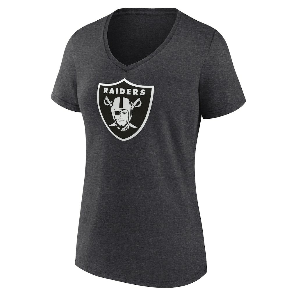 Las Vegas Raiders Women's Personalized Name & Number Monochrome V-Neck Long Sleeve T-Shirt - Charcoal - NFL