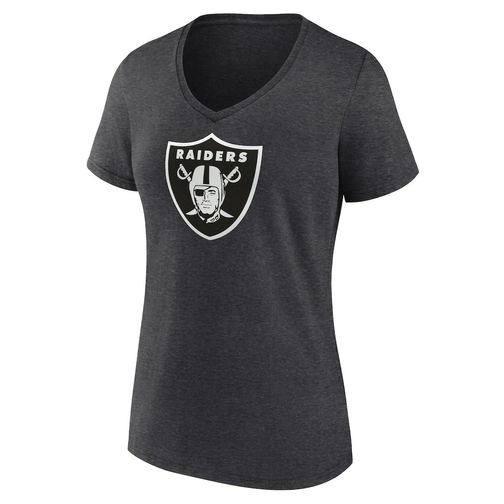 Las Vegas Raiders Women's Personalized Name & Number Monochrome V-Neck Long Sleeve T-Shirt - Charcoal - NFL