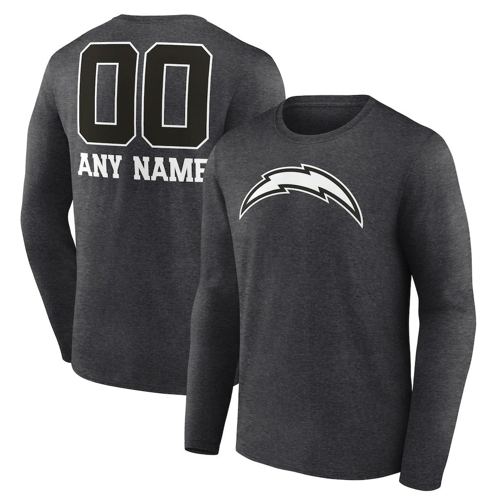 Los Angeles Chargers Personalized Name & Number Monochrome Long Sleeve T-Shirt - Charcoal - NFL
