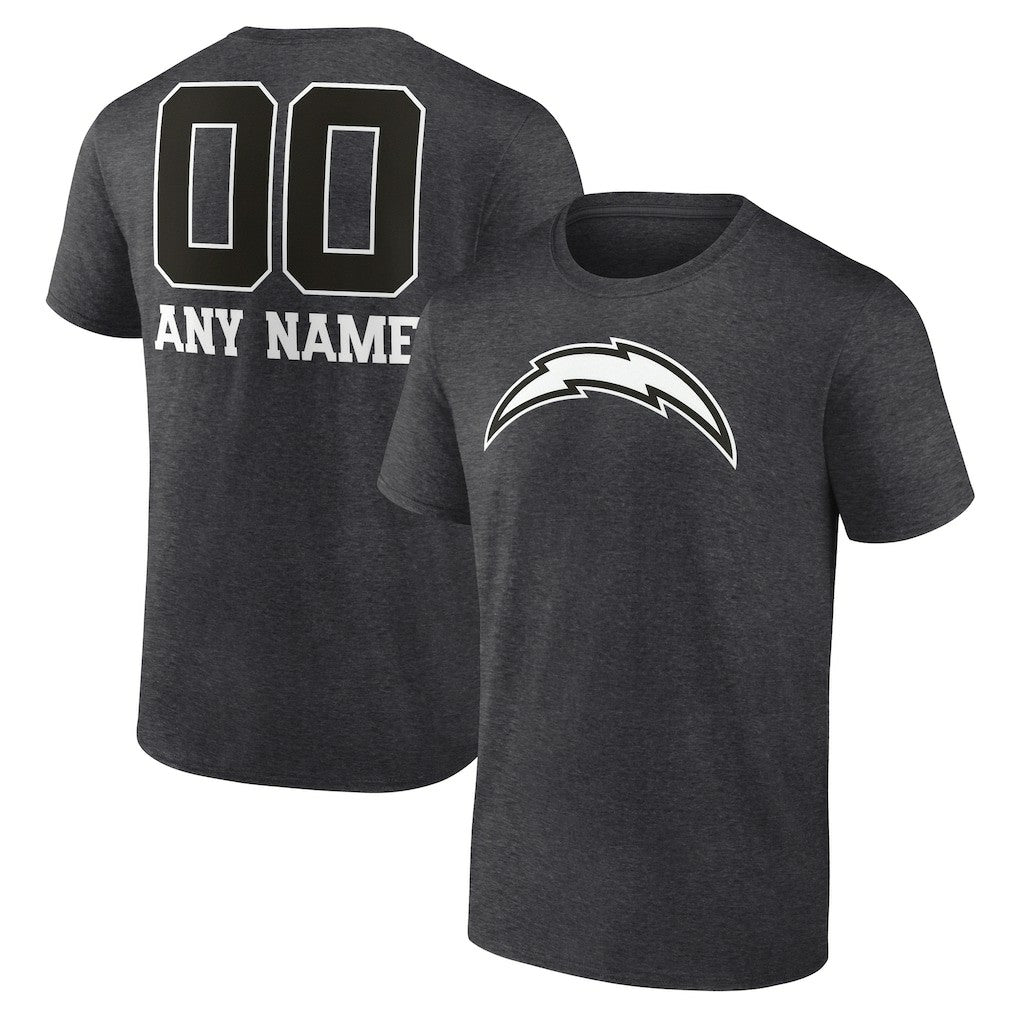 Los Angeles Chargers Personalized Name & Number Monochrome T-Shirt - Charcoal - NFL