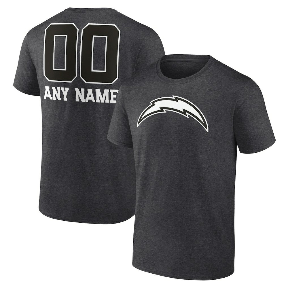 Los Angeles Chargers Personalized Name & Number Monochrome T-Shirt - Charcoal - NFL