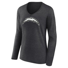 Los Angeles Chargers Women's Personalized Name & Number Monochrome V-neck T-Shirt - Charcoal - NFL