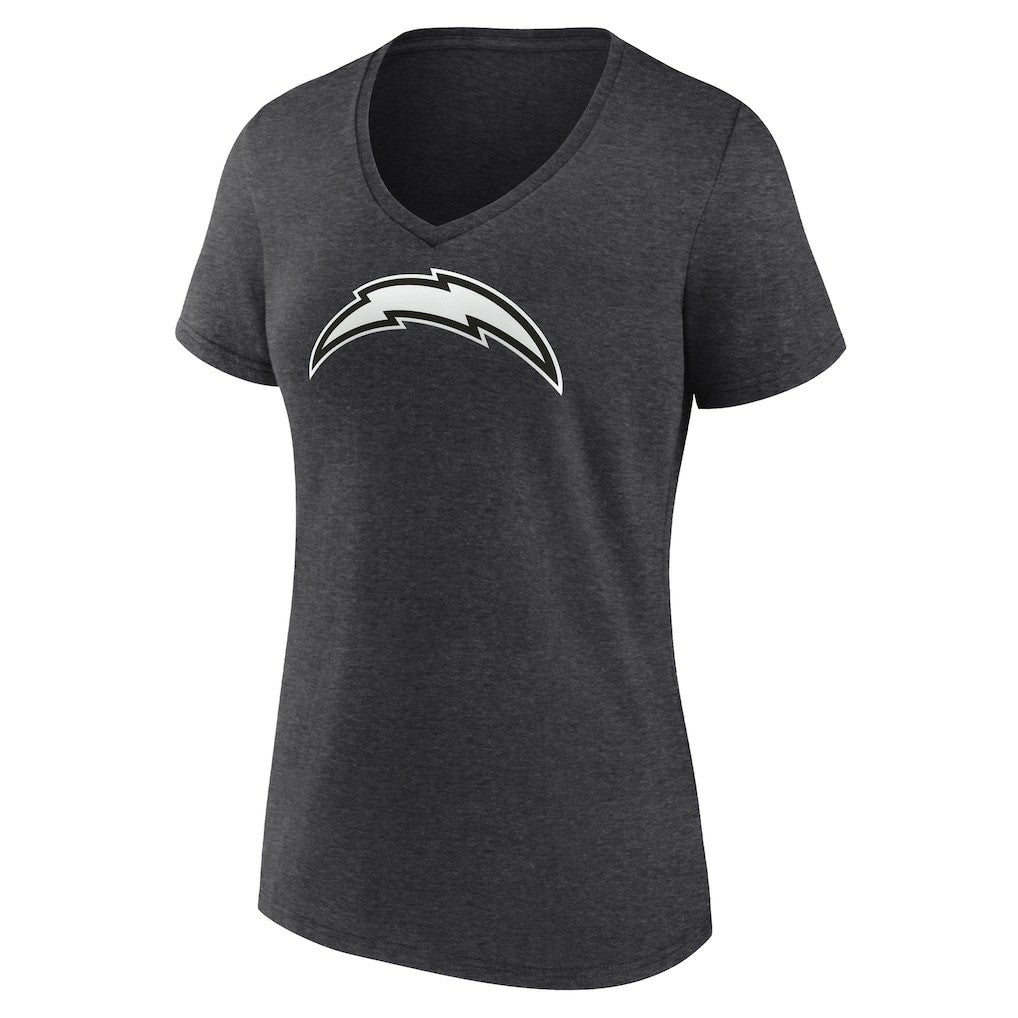 Los Angeles Chargers Women's Personalized Name & Number Monochrome V-Neck Long Sleeve T-Shirt - Charcoal - NFL