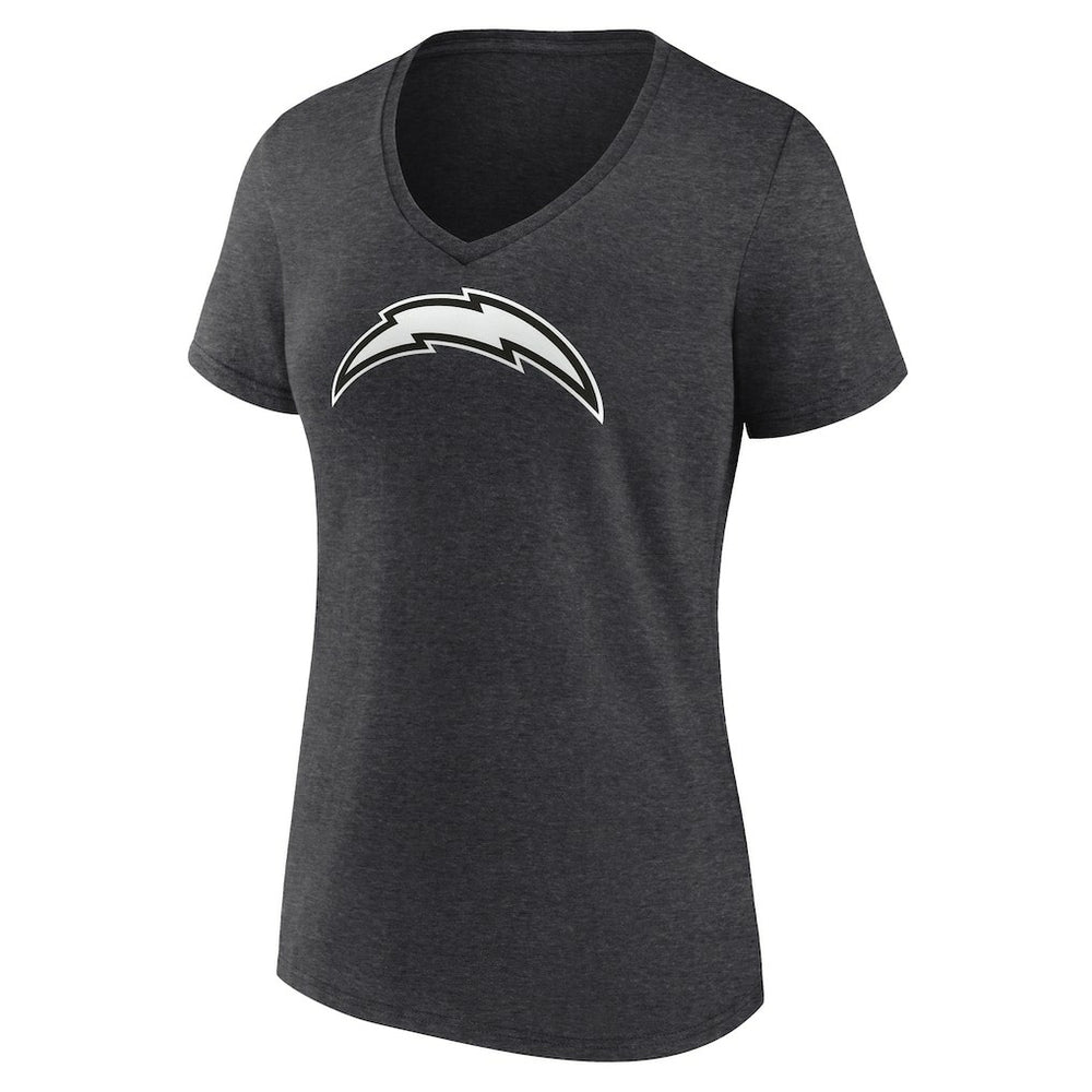Los Angeles Chargers Women's Personalized Name & Number Monochrome V-Neck Long Sleeve T-Shirt - Charcoal - NFL