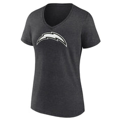 Los Angeles Chargers Women's Personalized Name & Number Monochrome V-Neck Long Sleeve T-Shirt - Charcoal - NFL