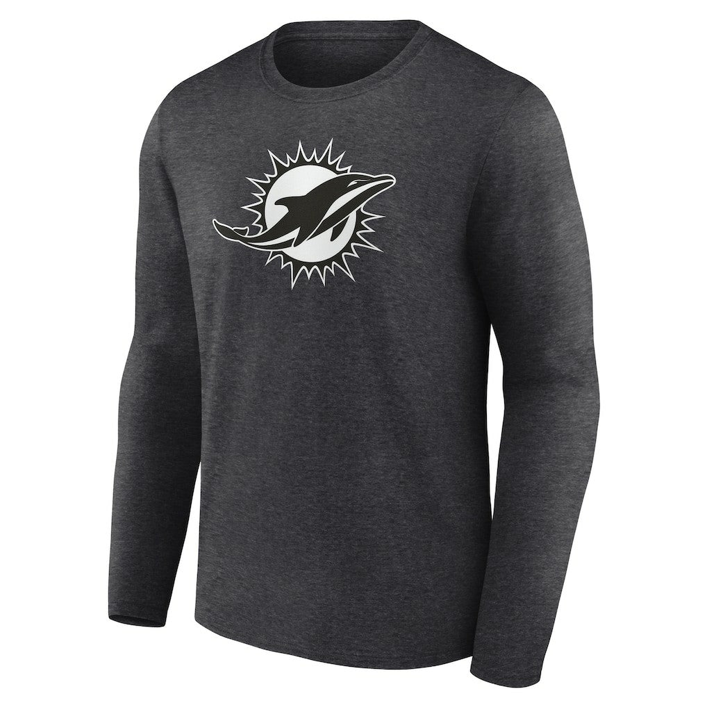 Miami Dolphins Personalized Name & Number Monochrome Long Sleeve T-Shirt - Charcoal - NFL