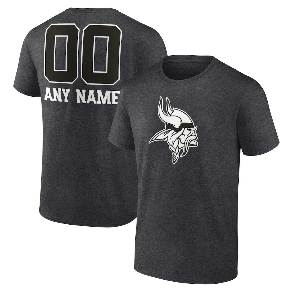 Minnesota Vikings Personalized Name & Number Monochrome T-Shirt - Charcoal - NFL