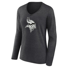 Minnesota Vikings Women's Personalized Name & Number Monochrome V-neck T-Shirt - Charcoal - NFL