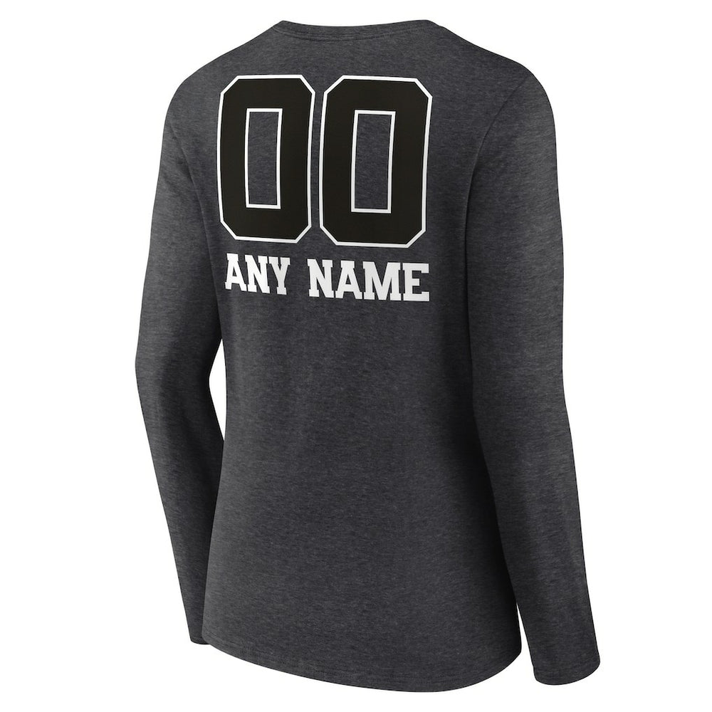 Minnesota Vikings Women's Personalized Name & Number Monochrome V-neck T-Shirt - Charcoal - NFL