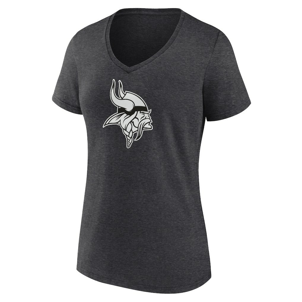 Minnesota Vikings Women's Personalized Name & Number Monochrome V-Neck Long Sleeve T-Shirt - Charcoal - NFL